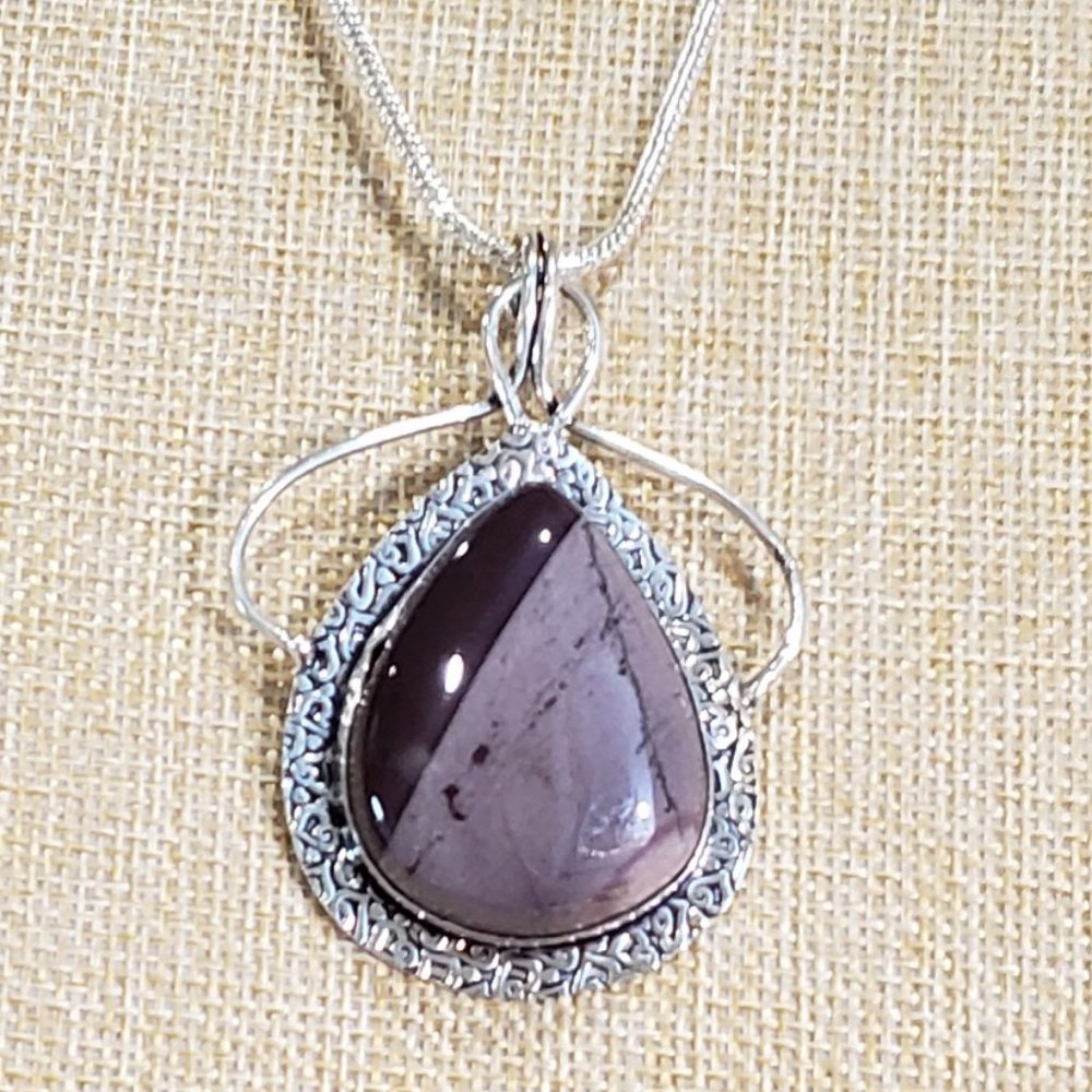 Mookaite, 925 silver necklace, natural red mookaite necklace, gemstone necklace